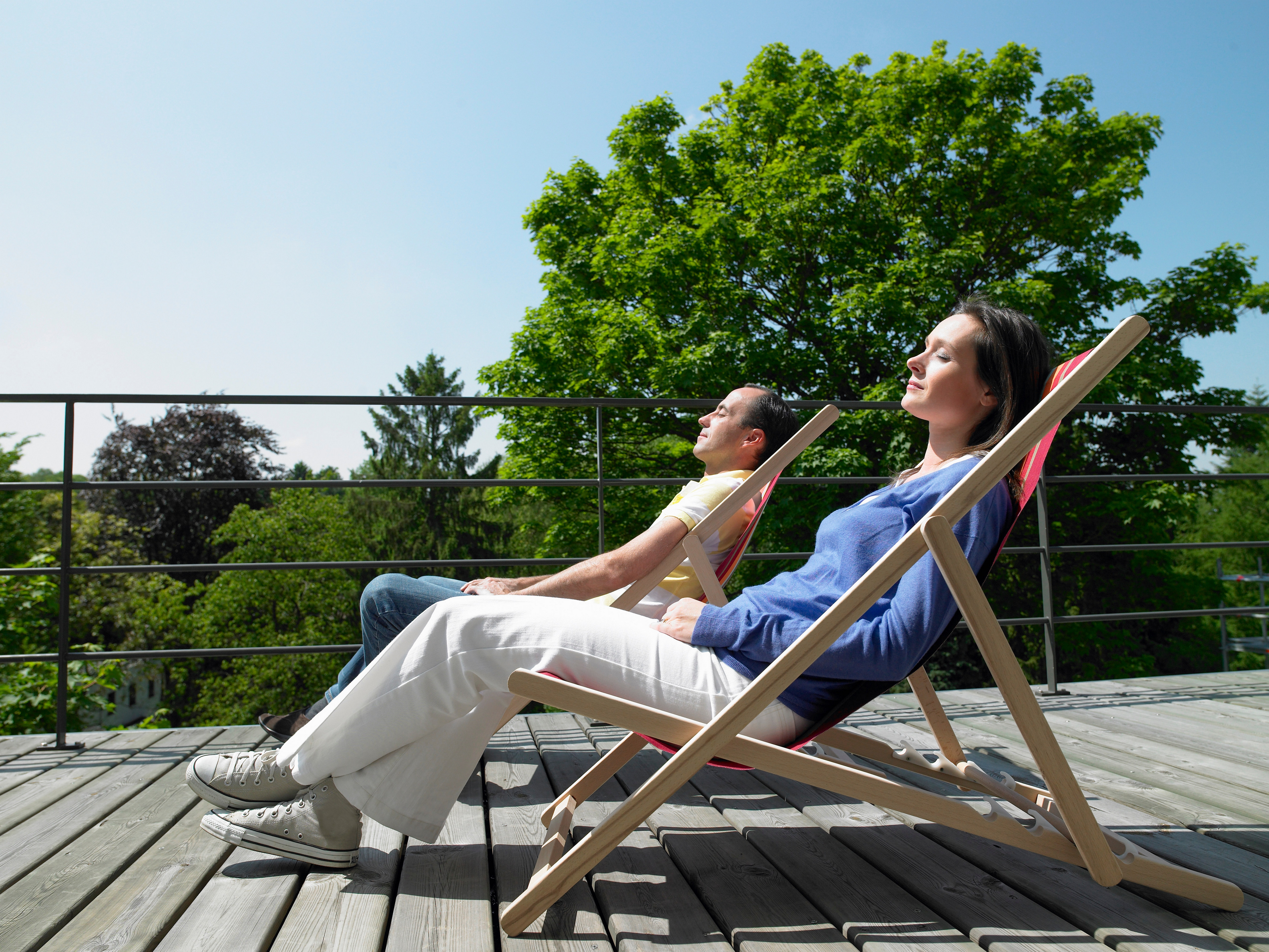 Couple enjoying the sunshine as they take a much needed break.
