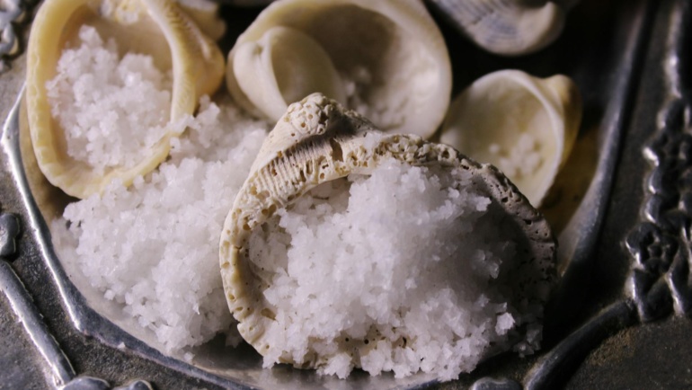 sea salt in shells
