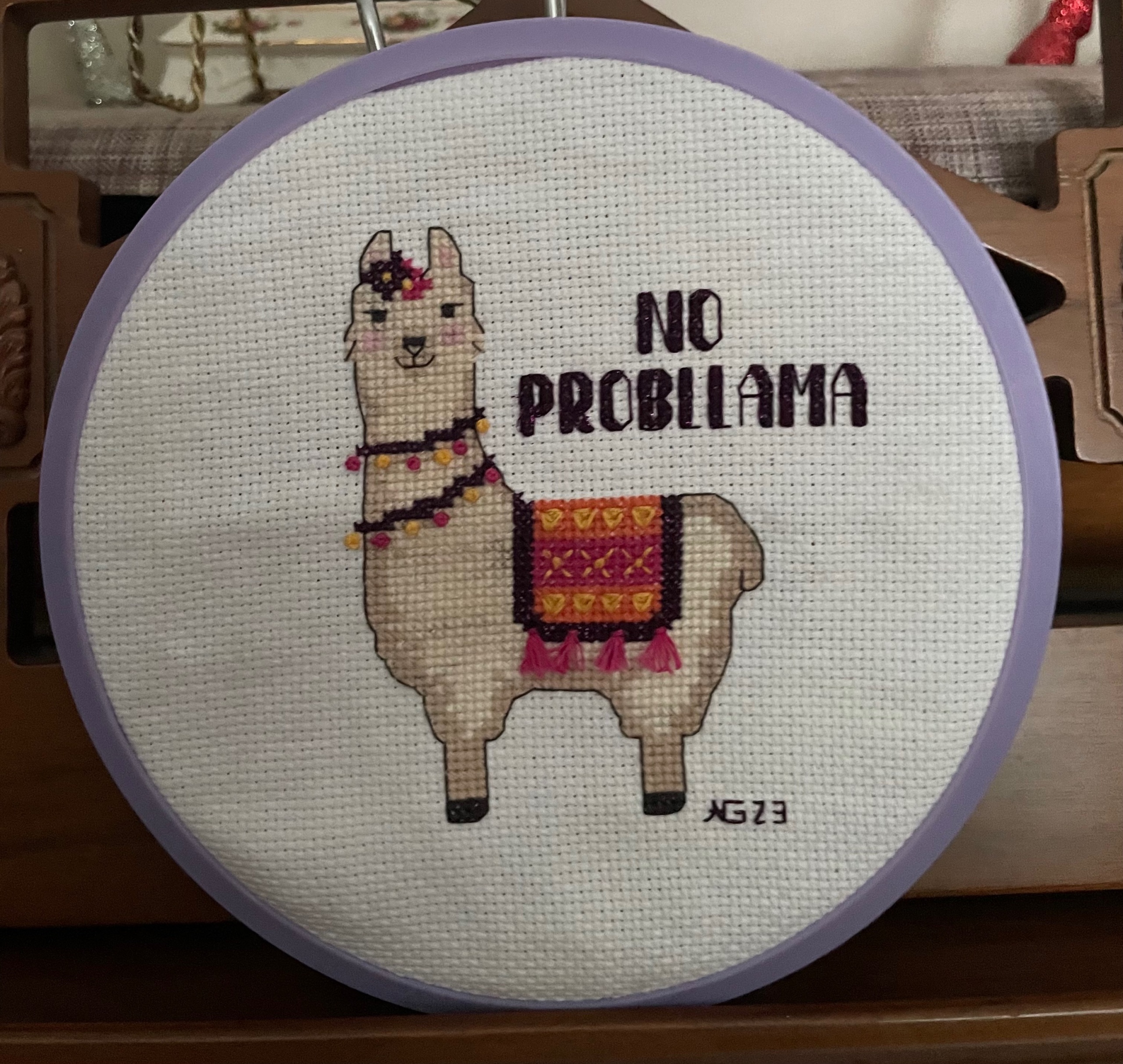 No Problama Llama cross stitch picture